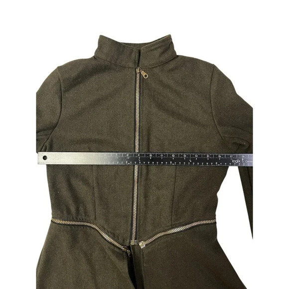 Gothic Punk Military Long Coat Jacket Small Olive Green Convertible Cosplay - Picture 8 of 13